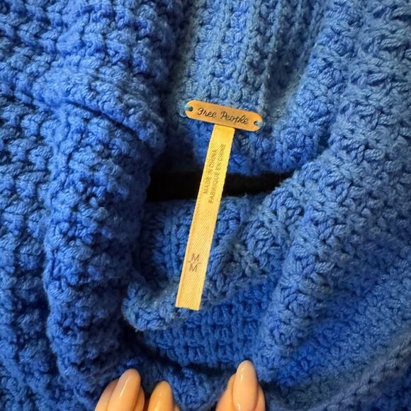 FREE PEOPLE Park City Pullover Sweater Blue Women’s Size Medium - Picture 6 of 7